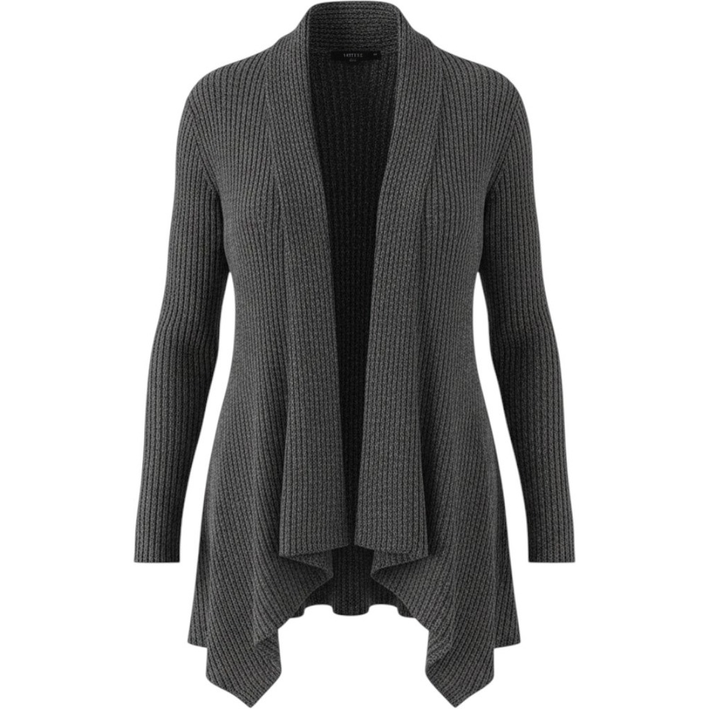 Verve Ami Womens 3X Gray Marled Cable Knit Open Front Cardigan Sweater